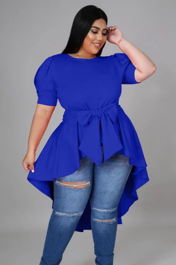 Ruffled Short Sleeve Office Party Top