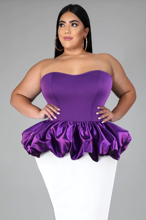 Purple Backless Tube Top | Strapless Summer Blouse – 4XL