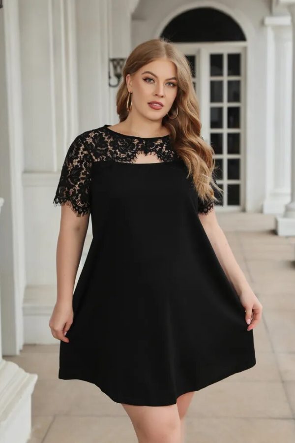 Classic Black Elegance: Plus-Size A-Line Office to Evening Dress