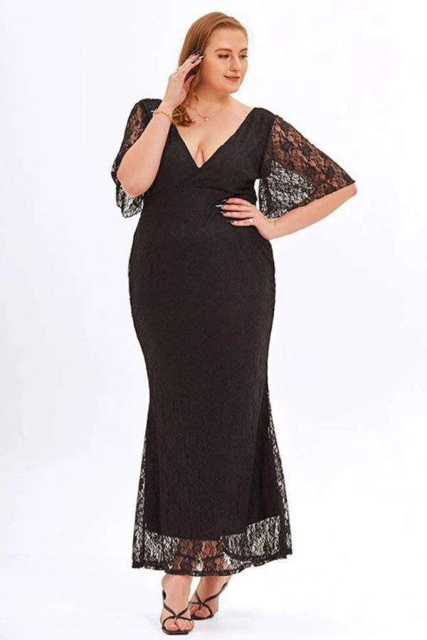 Vintage Charm Black Lace Dress: Stylish & Plus Size