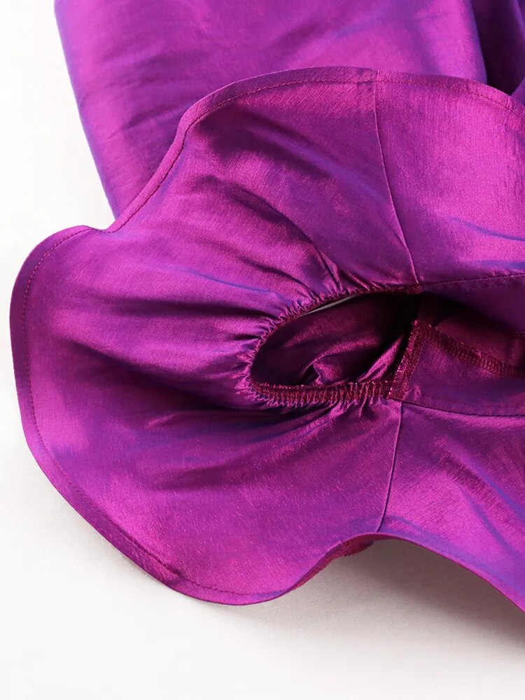 Shiny Purple Off-Shoulder Blouse - Plus Size Evening Wear - Ontinva
