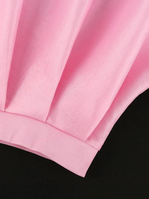 Pink Plus Size Crop Top 4XL - O Neck, Short Sleeve - Image 6