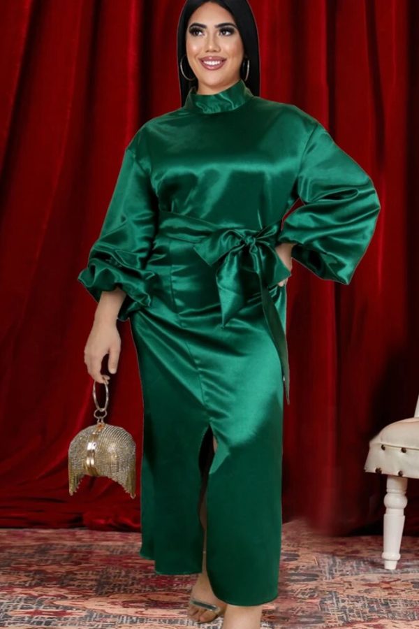 Green High Neck Plus Size Long Dress – Spring 2023