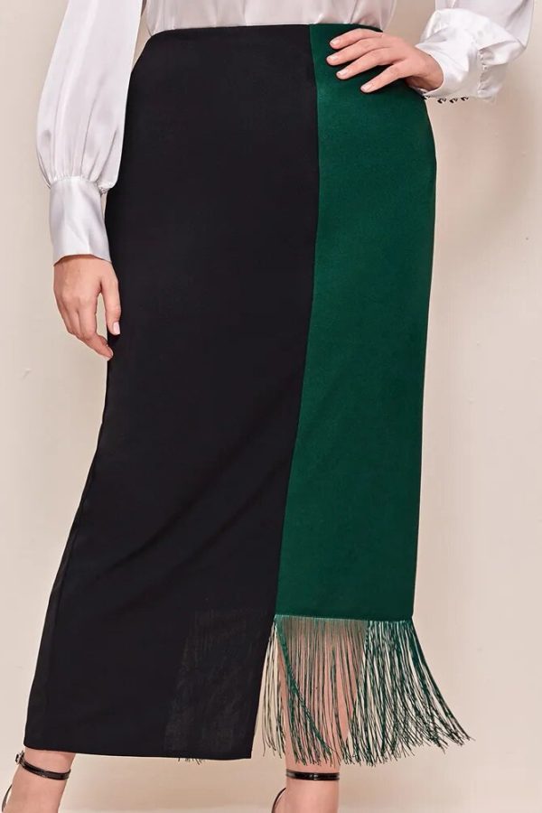 Elegant Plus Size High Waist Midi Skirt – Office Party