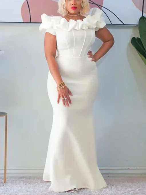 Off Shoulder White Mermaid Gown