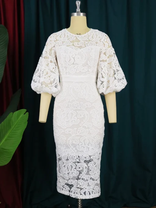 White Lace Bodycon Dress - Image 2