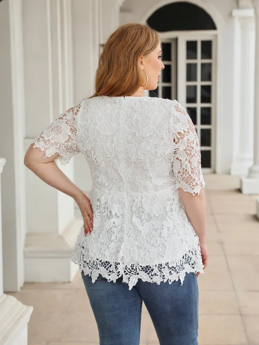 Chic Lace Square Neck Blouse for Women - Image 5