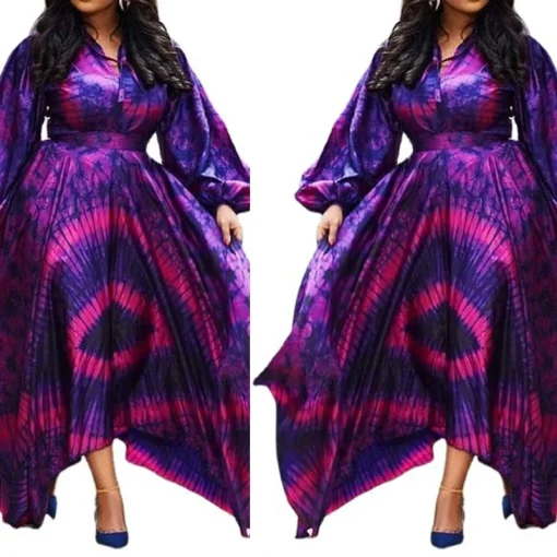 Purple Elegant Plus Size Dress: High Waist - Image 2