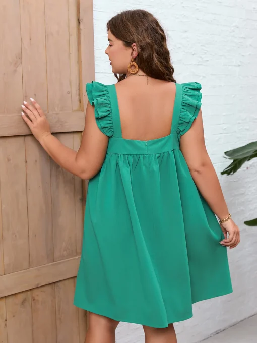 Plus Size Square Neck Ruffles Dress - Image 5