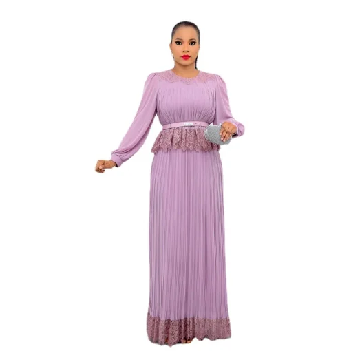 5XL African Women's Plus Size Long Sleeve Pleated Dashiki Dress - Image 5