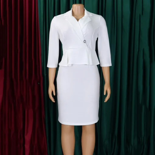 Notched Collar Bodycon Dress: Elegant Formal Wear for Office Ladies - Image 3