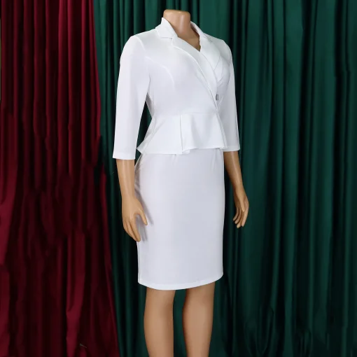 Notched Collar Bodycon Dress: Elegant Formal Wear for Office Ladies - Image 4