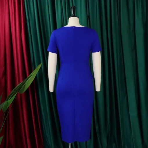 Elegant Skew Collar Bodycon Dress: Formal Workwear Vestidos - Image 3