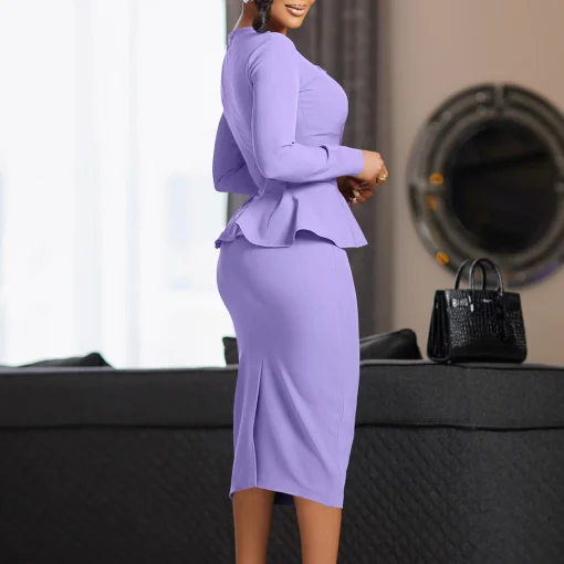 Square Neck Ruffled Sleeve Bodycon Dress - Elegant Formal Business - Image 2