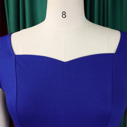 Square Neck Bodycon Dress: Elegant, Short Sleeve, Formal Business Wear - Image 5