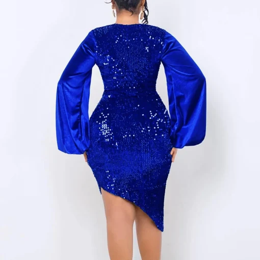 Asymmetric Sequined Bodycon Dress: Luxury for Birthday Party Dinner - Image 2