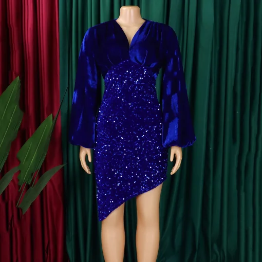 Asymmetric Sequined Bodycon Dress: Luxury for Birthday Party Dinner - Image 3