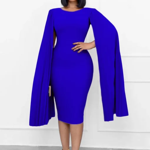 Elegant Round Neck Sheath Dress: Flying Sleeve, Package Hips