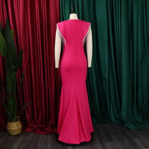 Luxury V-Neck Mermaid Dress: Elegant, Floor-Length for Birthday, Dinner - Image 4