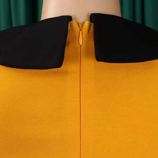 Office Elegance: A-Line Dress - Turn Down Collar, Full Sleeve - Image 6