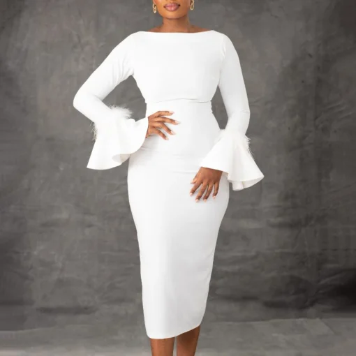 Elegant African Bodycon Dress: Office, Round Neck, Formal Workwear - Image 3