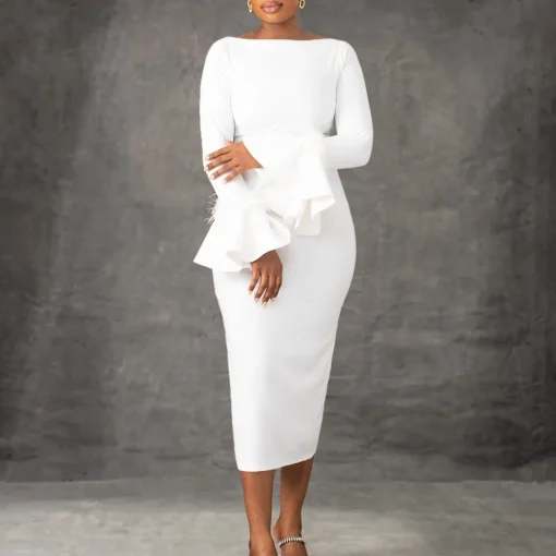 Elegant African Bodycon Dress: Office, Round Neck, Formal Workwear - Image 4