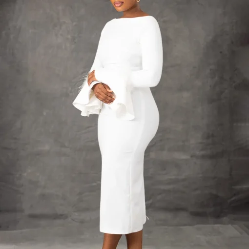 Elegant African Bodycon Dress: Office, Round Neck, Formal Workwear - Image 5