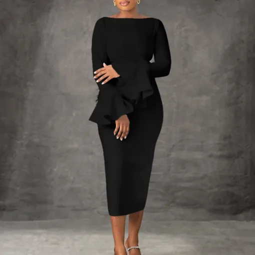 Elegant African Bodycon Dress: Office, Round Neck, Formal Workwear - Image 6