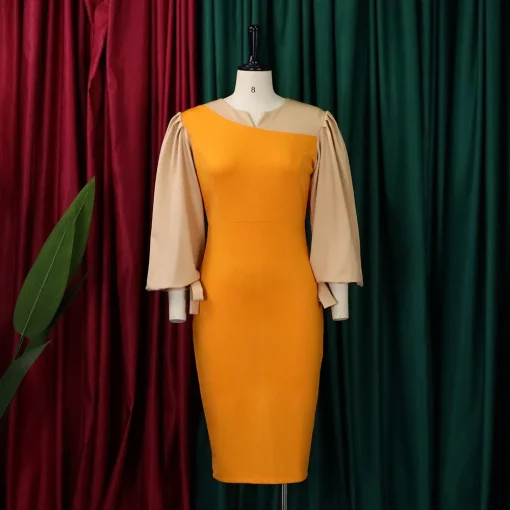 Round Neck Sheath Dress: Elegant Full Sleeve, Professional Business Attire - Image 2