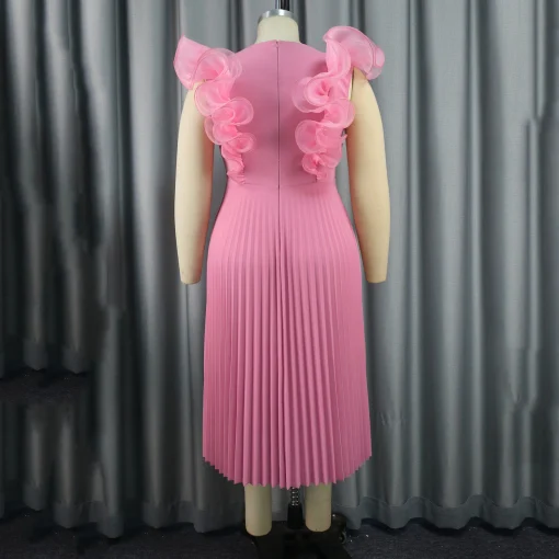 Elegant Pleated Sleeveless Dress: High Waist, Luxury Occasion Wear - Image 4