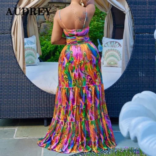 Boho Beach Plus Size Dress: Elegant Backless Printing, Vacation Ready - Image 3