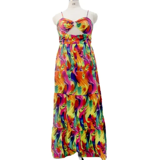 Boho Beach Plus Size Dress: Elegant Backless Printing, Vacation Ready - Image 6