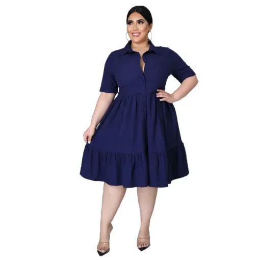 Office Chic: Elegant Ruched Blouse Dress, Plus Size Fashion - Image 5