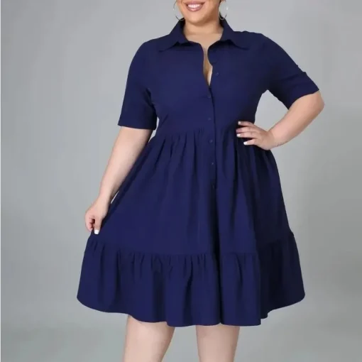 Office Chic: Elegant Ruched Blouse Dress, Plus Size Fashion