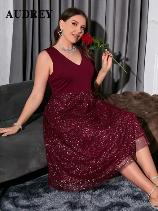 Chic Plus Size Off-Shoulder Dress: Elegant Evening & Party Wear - Image 4