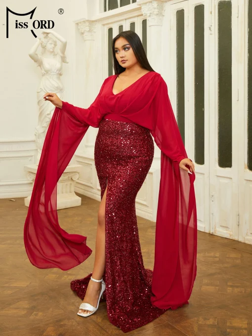 Missord  Wine Plus Size Evening Dress - Elegant Bodycon - Image 3