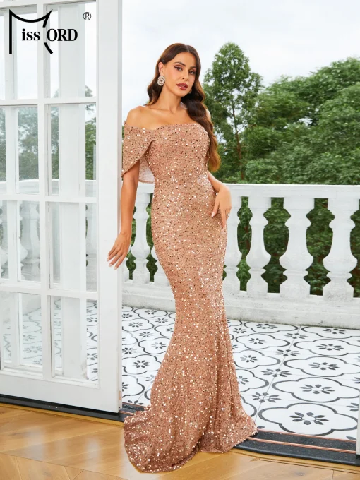 Missord Brown Sequin Mermaid Prom Dress - Elegant Maxi - Image 3