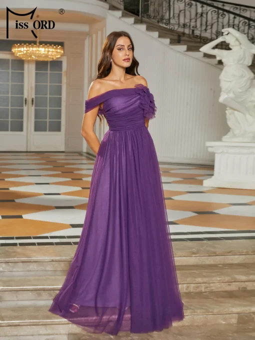 Missord Elegant Purple Tutu Wedding Party Dress - Off-Shoulder Appliques - Image 2