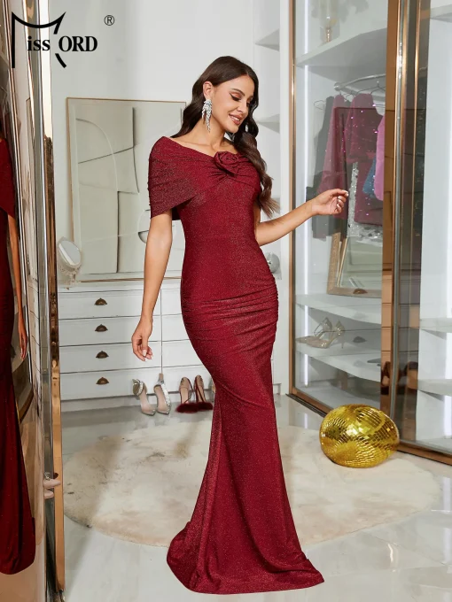 Missord Glitter Wine Wedding Party Dress - Elegant Appliques Mermaid - Image 3