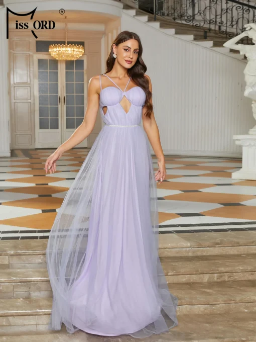 Missord Purple Bridesmaid Dress - Elegant Spaghetti Strap A-line - Image 2