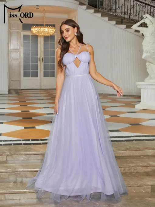 Missord Purple Bridesmaid Dress - Elegant Spaghetti Strap A-line - Image 3