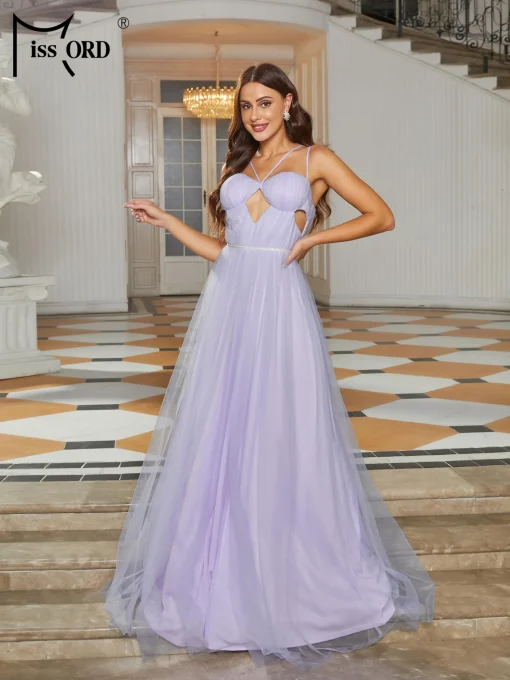 Missord Purple Bridesmaid Dress - Elegant Spaghetti Strap A-line - Image 4