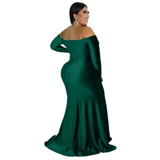 Sexy V-Neck Maxi: Plus Size High-Waisted Party Dress for Autumn - Image 2