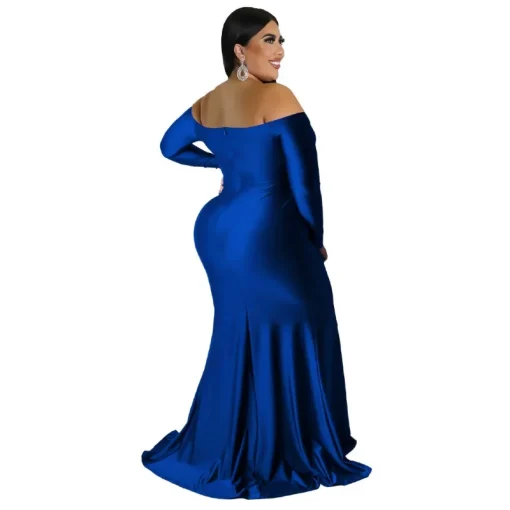 Sexy V-Neck Maxi: Plus Size High-Waisted Party Dress for Autumn - Image 4