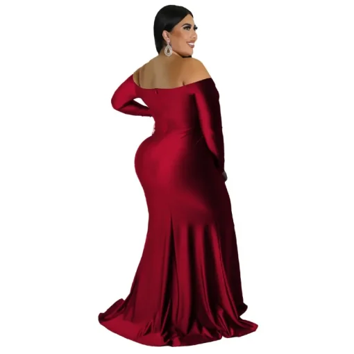 Sexy V-Neck Maxi: Plus Size High-Waisted Party Dress for Autumn - Image 6