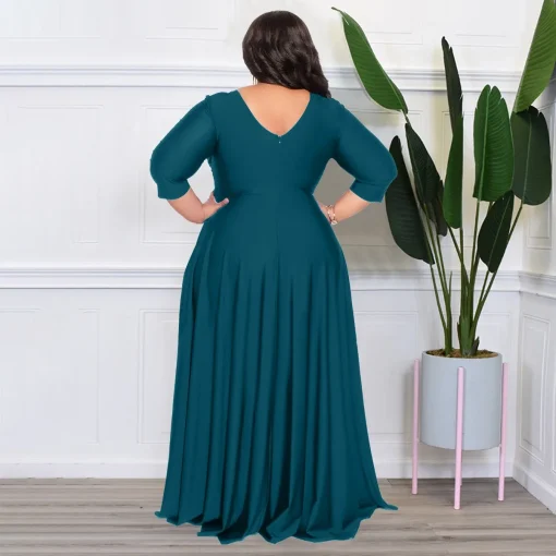 Chic Party Maxi Dress: Plus Size, Elegant V-Neck, Backless - Image 4