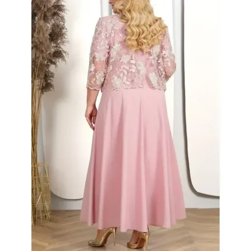 Autumn Plus Size 2pcs Dress - Elegant Lace Cocktail - Image 2