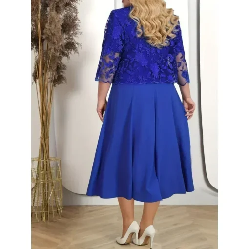 Autumn Plus Size 2pcs Dress - Elegant Lace Cocktail - Image 5