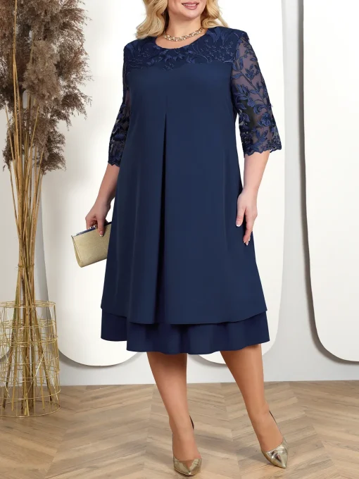 Elegant Embroidery Chiffon Plus Size Formal Party Dress for Women - Image 3