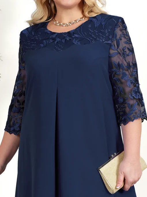 Elegant Embroidery Chiffon Plus Size Formal Party Dress for Women - Image 5